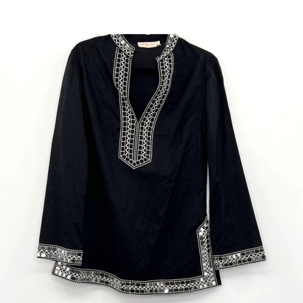 Tory Burch Black Cotton Sequin Tunic 6